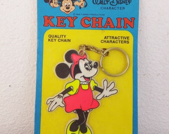 Vintage 1980's Minnie Mouse Keychain Original Packaging Walt Disney Productions Disney Character Souvenir Key Chain Disney 80's Collectible