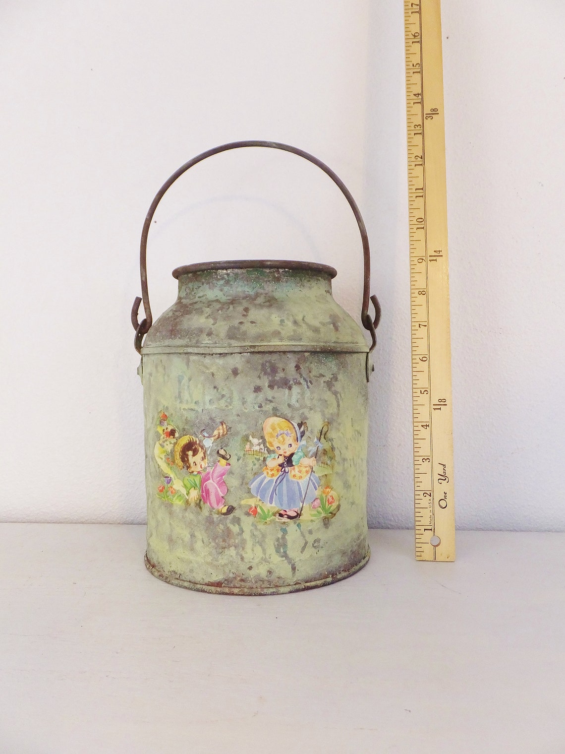 Vintage Milk Pail With Jack & Jill Nursery Rhyme Theme Vtg Etsy