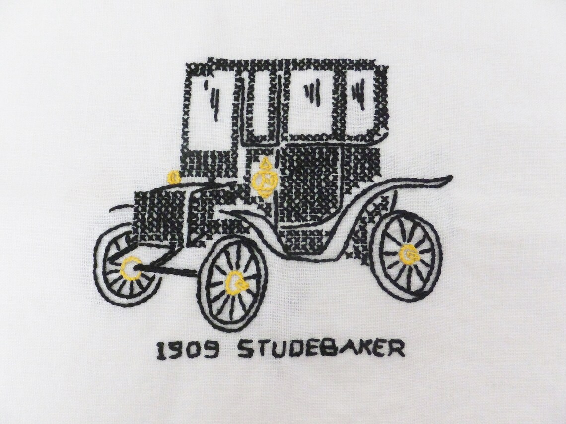 Antique Automobile Cross Stitch Embroidered Textile Panels Car | Etsy