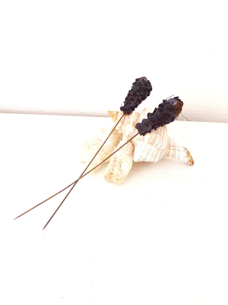 Antique Beaded & Sequined Hat Pins • Victorian Costume Props • Steampunk Accessories image 2