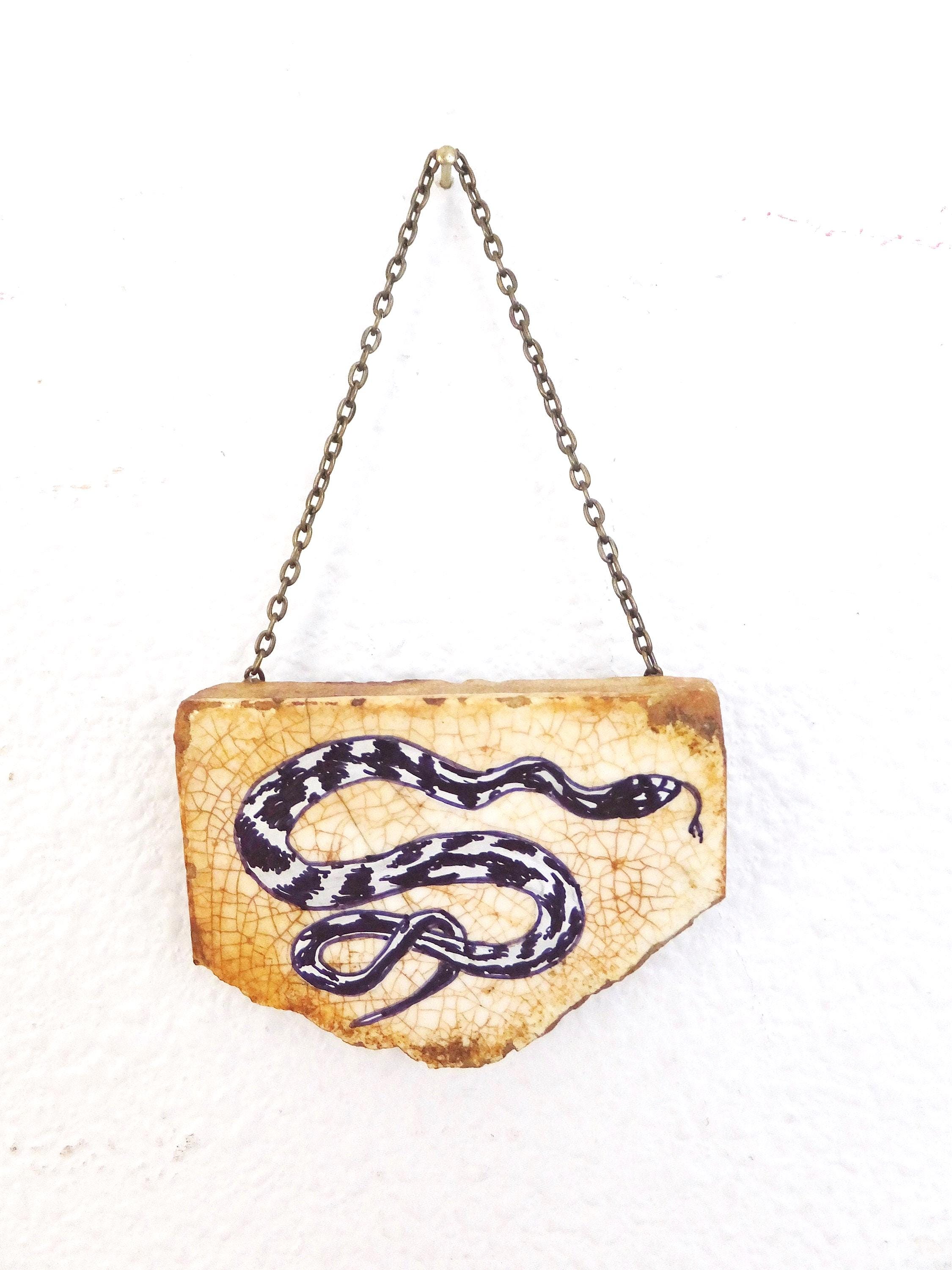 Small Art Aberrant California King Snake Painting Snake Wall Hanging Gift for Snake Lover Cabin Decor Office Decor Gallery Black White Decor