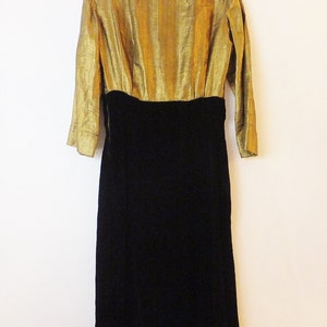 Vintage Gold & Black Velvet Dress From the 1940's 1950's Size Small ...