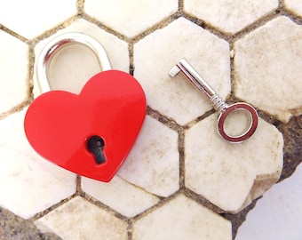 Candado Corazón Rojo, Candado de Amor con Llave
