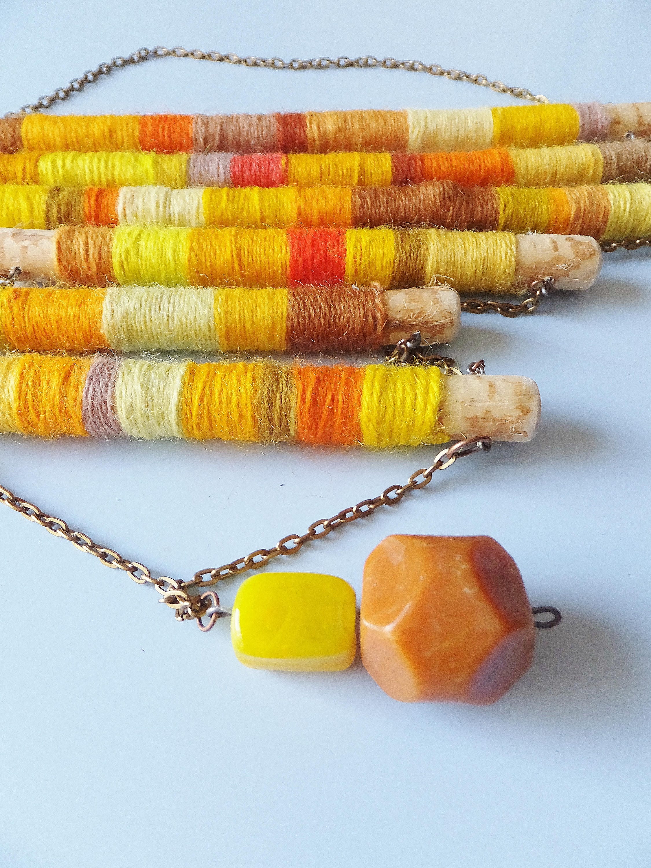 Yellow & Orange Modern Folk Art Wall Hanging Textile Wall | Etsy