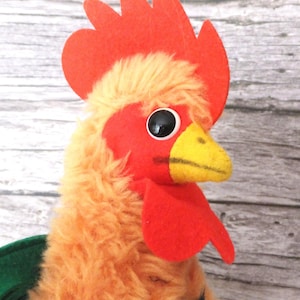 Vintage Steiff Buzzel Rooster Squeaky Toy – 1970s Hahn Collectible Baby Toddler Farm Animal
