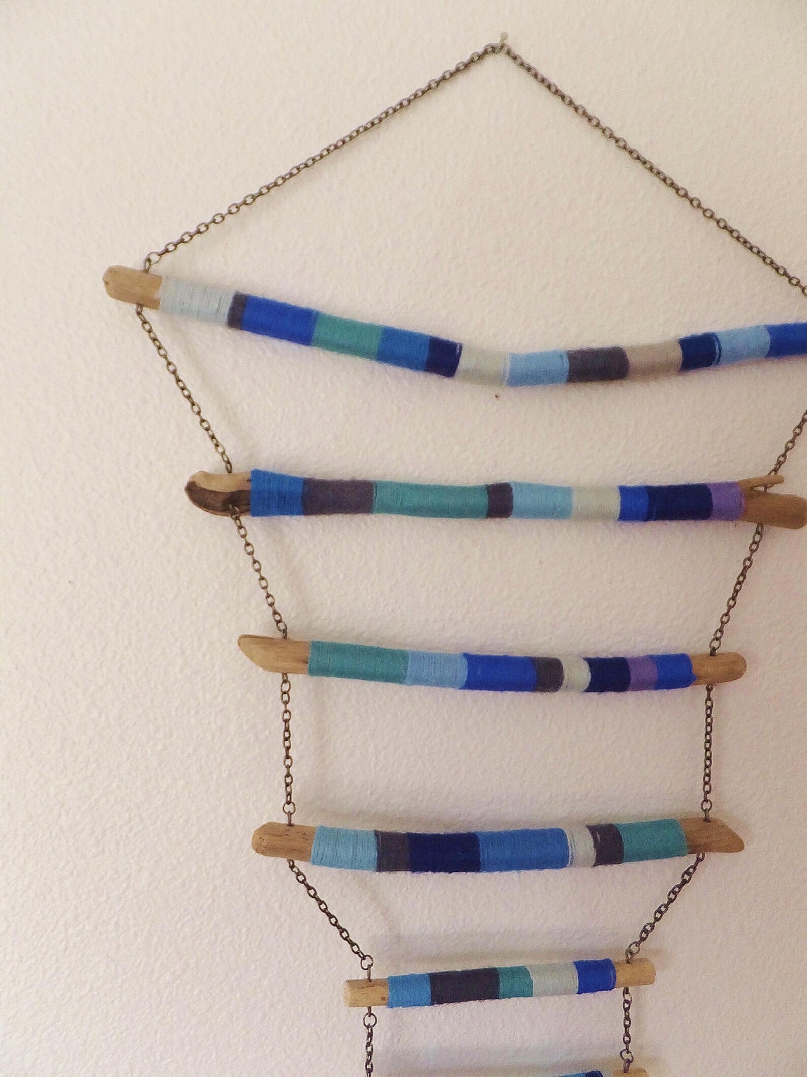 Colorful Blue Modern Folk Art Wall Hanging Textile Wall Decor Etsy