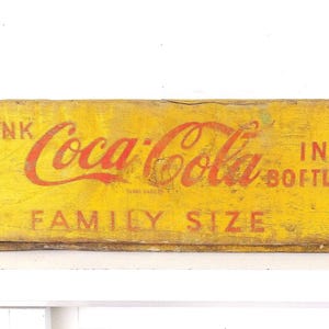 Vintage Coca Cola Crate: Family Size Yellow Coke Bottle Box, North Bend Oregon