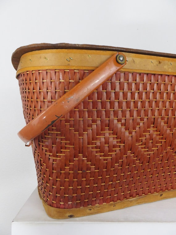 Vintage Picnic Basket Mid Century Picnic Basket V… - image 6