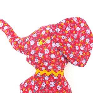 Red & Purple Elephant Plushie Cottage Chic Plush Nursery Pachyderm Stuffed Animal for Children Cute Plush Elephant Plush Gift for Child