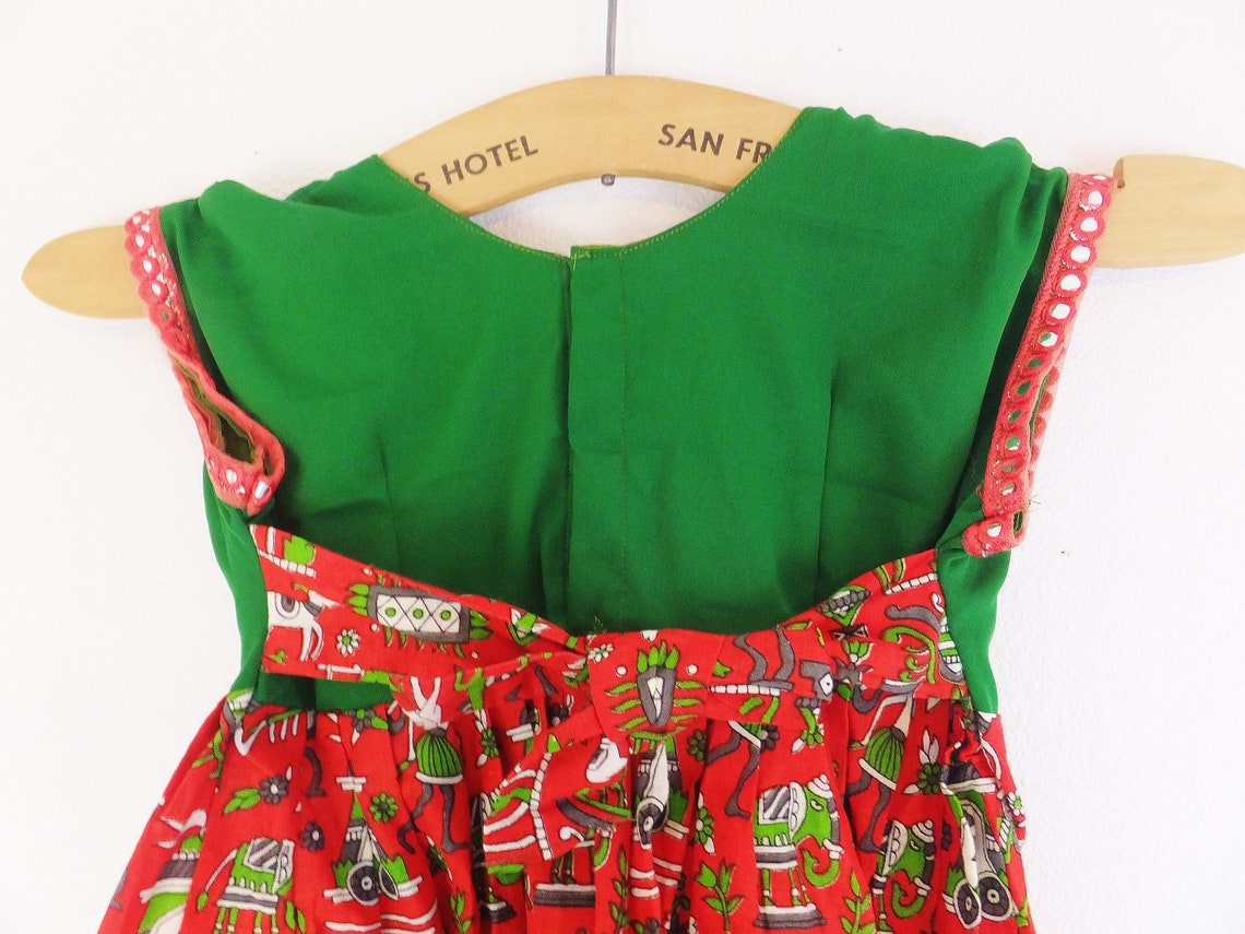 red and green frock