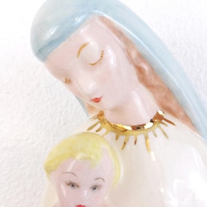 Vintage Madonna and Baby Jesus Porcelain Figurine - Hand-Painted Mother Mary Sculpture