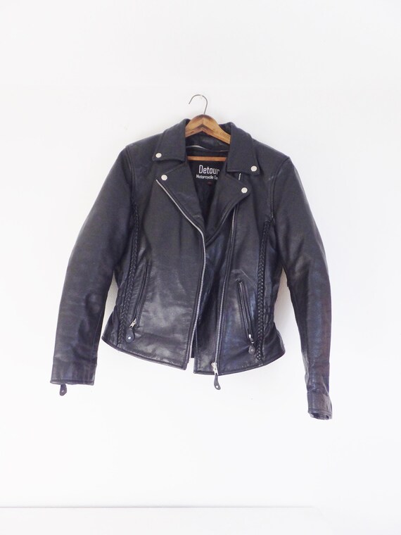Vintage 1990's Detour Black Leather Jacket Women's
