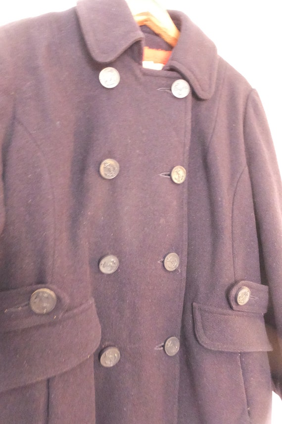 Navy Wool Pea Coat Womens Size Large Peacoat Vint… - image 8