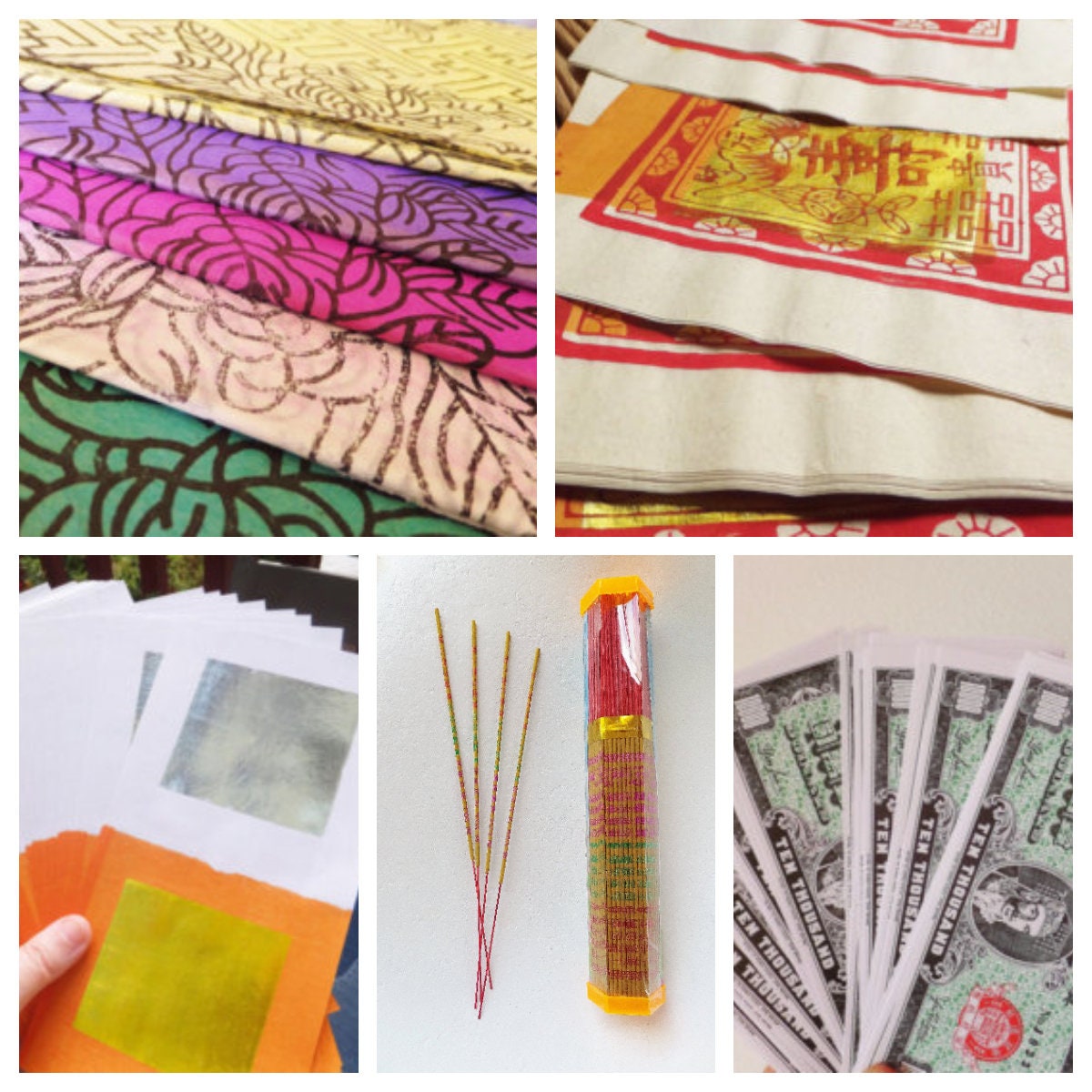 Joss Paper Assortment Pack Chinese Joss Ritual Paper Ephemera Paper Asian  Burning Paper Asian Tissue Paper Colorful Afterlife Paper 