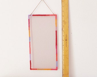 Large Mesh Earring Holder w/ Wire Mesh & Textile Border Made to Order Boho Jewelry Holder Earring Display Brooch Pin Display Jewelry Display