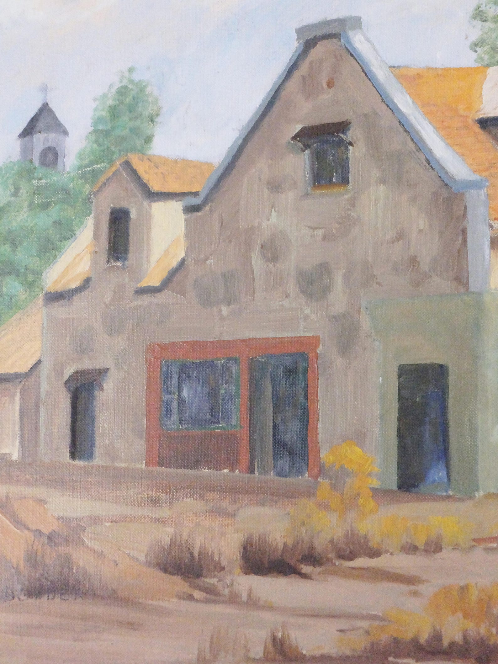 Vintage Cottage House Painting old Building 1960's Etsy