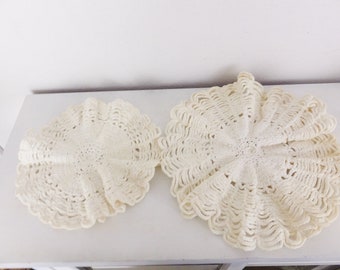 Vintage Crochet Lace Doilies Sewing Ephemera Antique Lace Doily Lot of Fabric Lace Appliques Primitive Decor Doilies Shabby Cottage