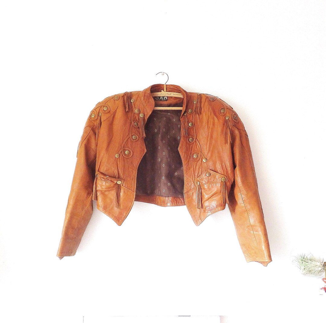 ジャケット・アウター vintage lether cropped studs down jacket Vintage 70s Gap Leather Jacket: Cropped & Studded, Women's