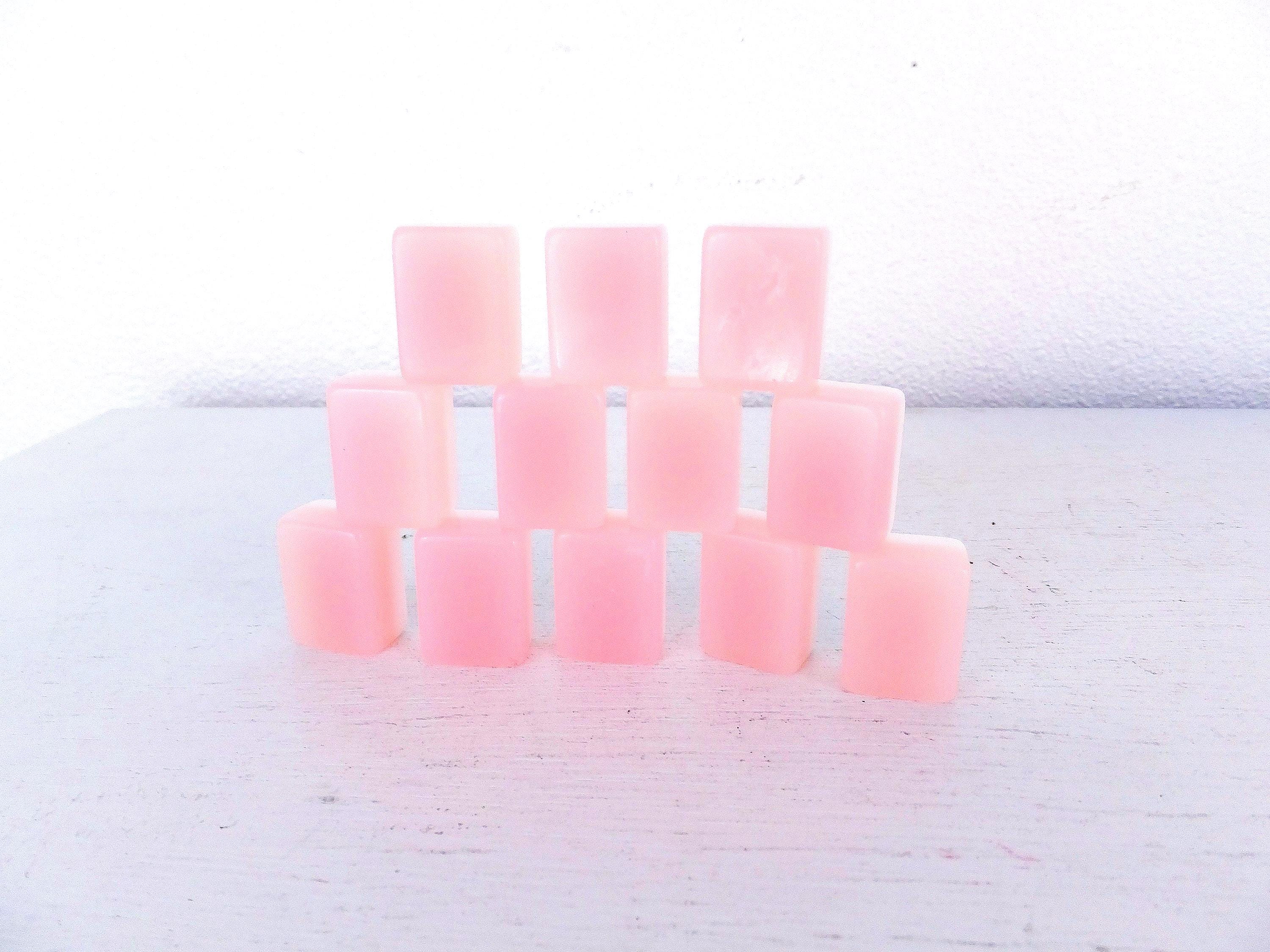 ヴィンテージ ピンク＆ホワイト 麻雀牌：アクリル製ゲームピース12個