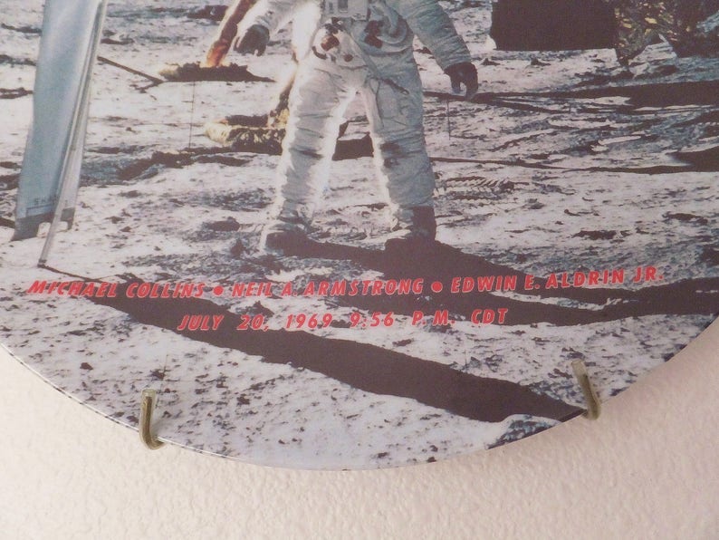 Vintage Moon Landing Souvenir Plate Melamine Plate Apollo Moon Landing Plate Space Decor NASA Nerd Decor Texas Ware Melamine Plate Vtg 1969 image 4