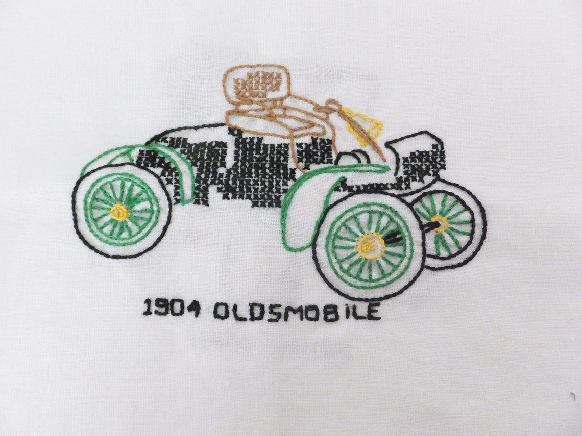 Antique Automobile Cross Stitch Embroidered Textile Panels Car | Etsy