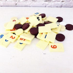 Vintage 1970&#39;s Plastic Rummikub Game Pieces Rummy Playing Pieces Vintage Game Tiles Rummy Tiles Assemblage Supplies Rummikub Replacements