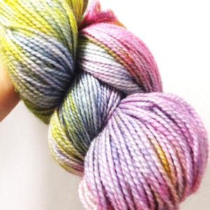 Hand Dyed Superwash Merino Wool Yarn: Pastel Rainbow Sock Yarn, 400 yards