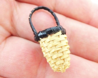 Handmade Miniature Doll Basket Purse - 1:12 Scale