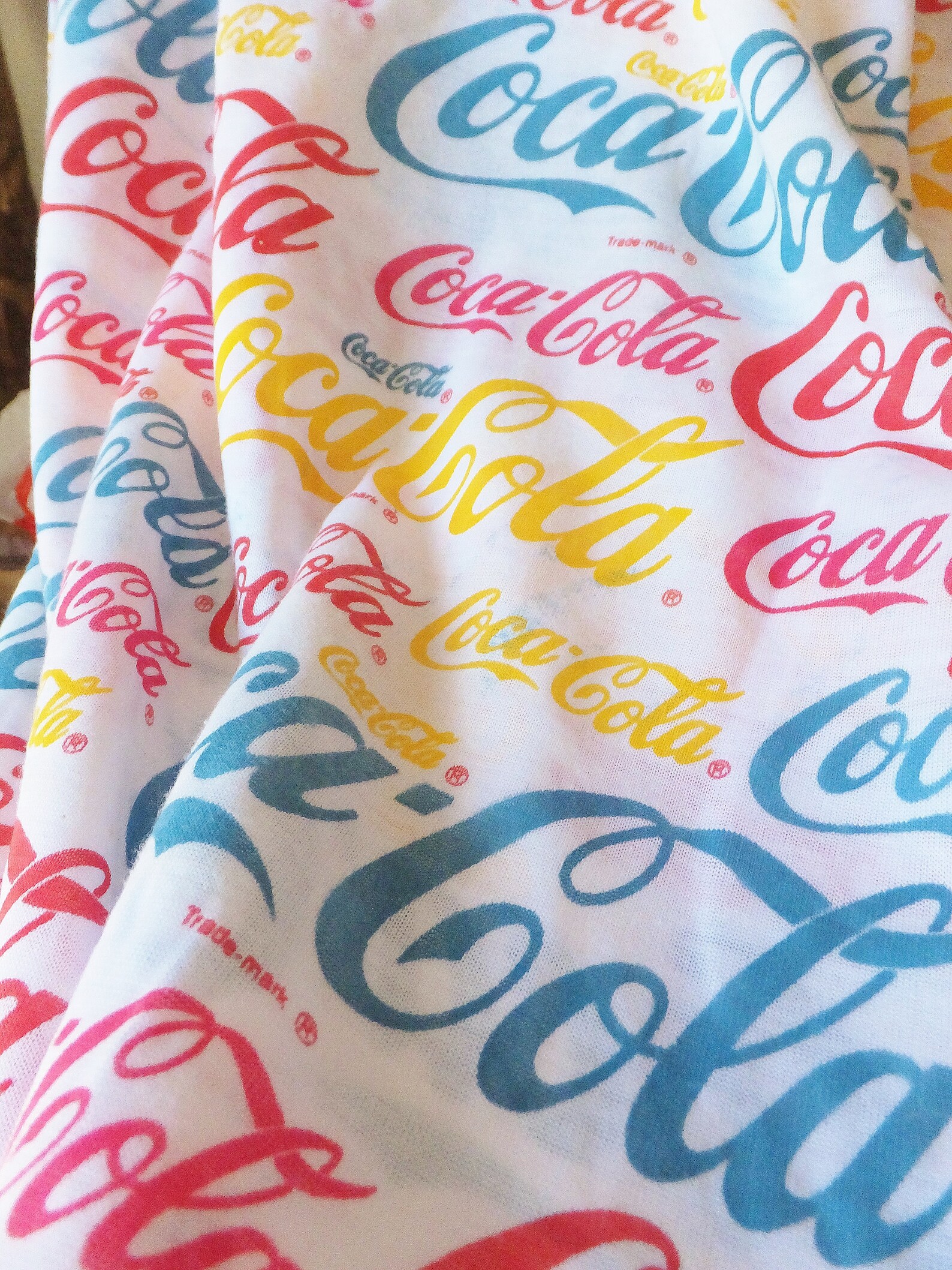 Coca Cola Fabric Jersey Fabric Coca Cola Trademark Logo Fabric Etsy