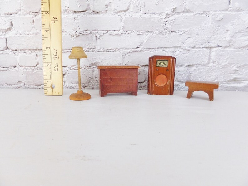 Vintage Wooden Doll House Miniatures Wood Doll House Furniture Etsy