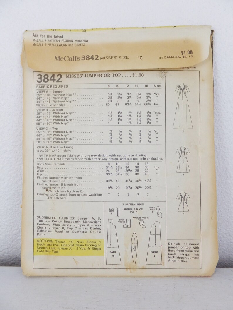 Vintage 1970s Jumper Pattern Top Pattern Mccalls 3842 Women | Etsy