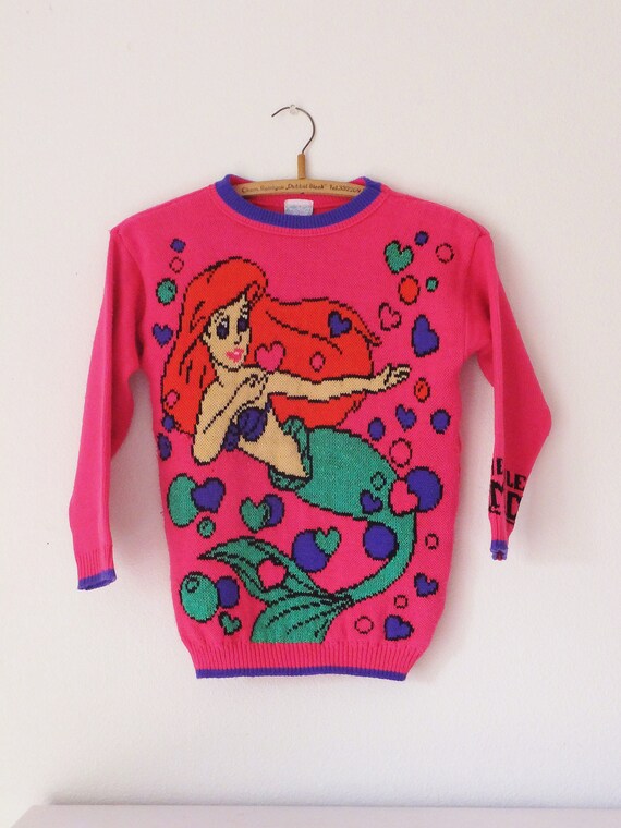 Vintage Little Mermaid Sweater Pink Ariel Sweater