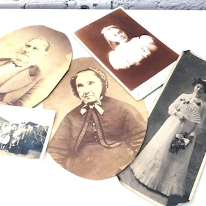 Antique Sepia Photographs for Collage Ephemera Old Black & White Photos Crafts Scrapbooking Prop Photography Victorian Bride 1910&#39;s 1920&#39;s
