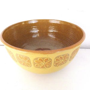 Vintage 70s Ceramic Mixing Bowl: Floral Hippie Kitchen Decor
