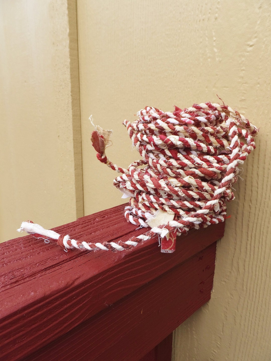 Red & White Rope Garland Rustic Candy Cane Christmas Tree Decoration 6 ...