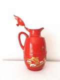 Vintage Red Mt. Fuji Carafe: Mid-Century Japanese Coffee Tea Pitcher
