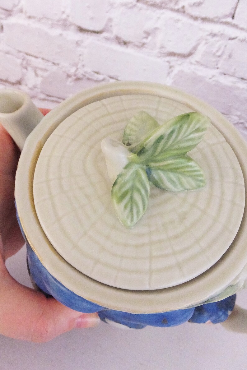 Takahashi Teapot With Blue Birds Hand Painted Porcelain Tea Etsy