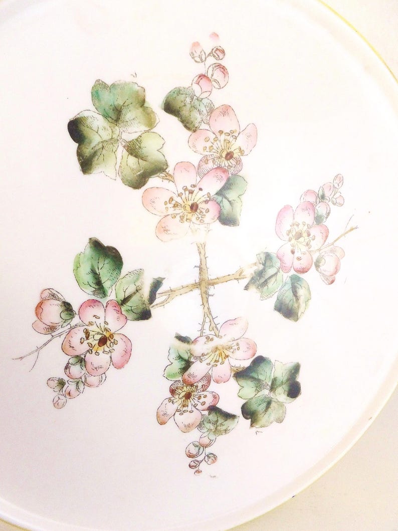 Vintage Milk Glass Cake Plate Stand: Floral Wedding Centerpiece image 4