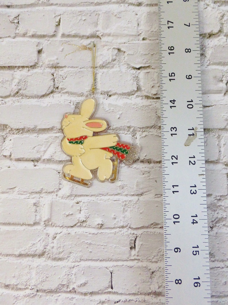 Vintage 1980's Christmas Ornament Ice Skating Bunny Etsy