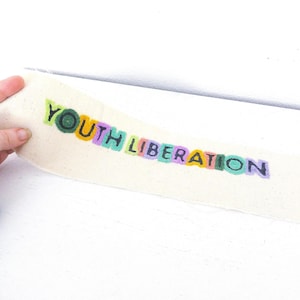Youth Liberation Embroidered Patch: Colorful Crewelwork Applique