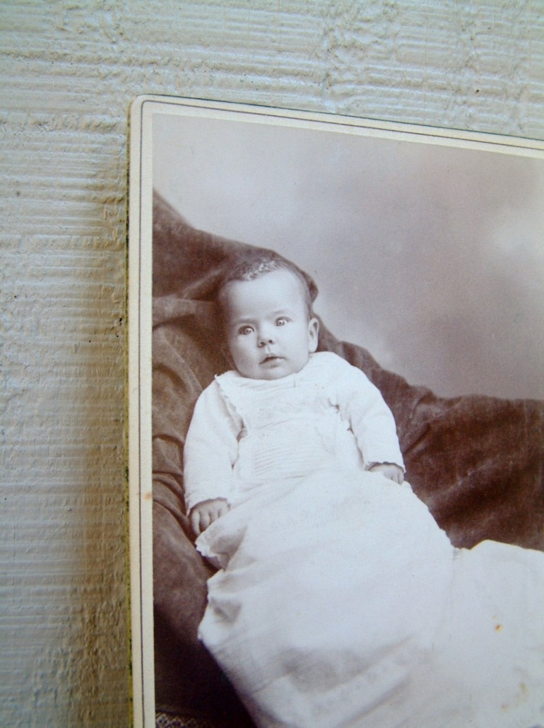 Brainerd Photographers Old Photo Tintype Photography Steampunk Decor Paper Ephemera Victorian Antique Baby Photo in Sepia Black /& White J.M
