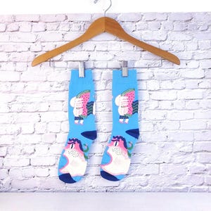 Blue Watermelon Scream Socks Cute Socks Gift Teen Socks Size 9-11 Friend Gift Harajuku Socks Colorful Skate Socks Gift Socks Novelty Socks