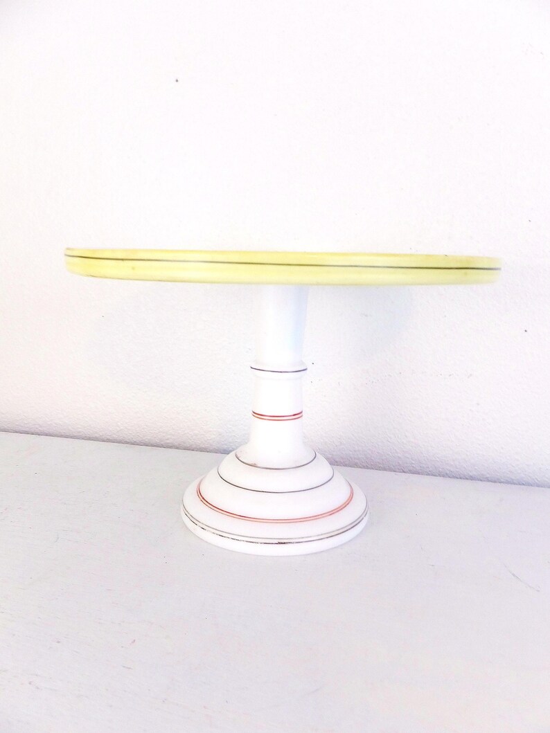 Vintage Milk Glass Cake Plate Stand: Floral Wedding Centerpiece image 3