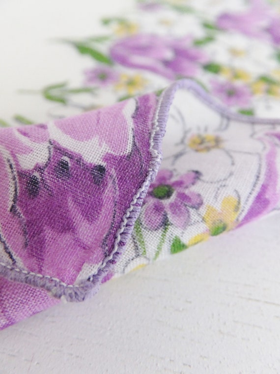 Vintage Purple Tulip Handkerchief Floral Hanky Gi… - image 8