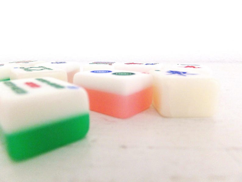 Vintage Mahjong Tiles: Acrylic Lucite Game Pieces, Jewelry Supply (12 Random Pieces) image 6