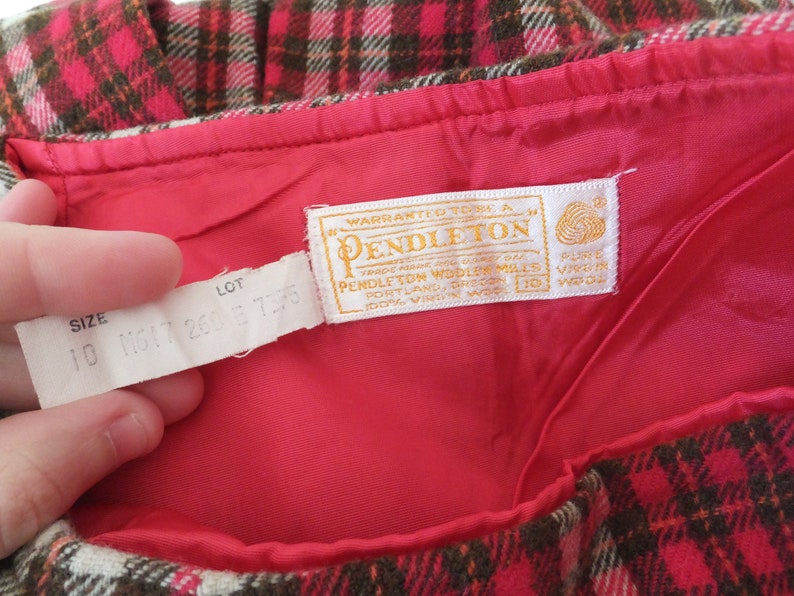 Red Checkered Pendleton Wool Midi Skirt