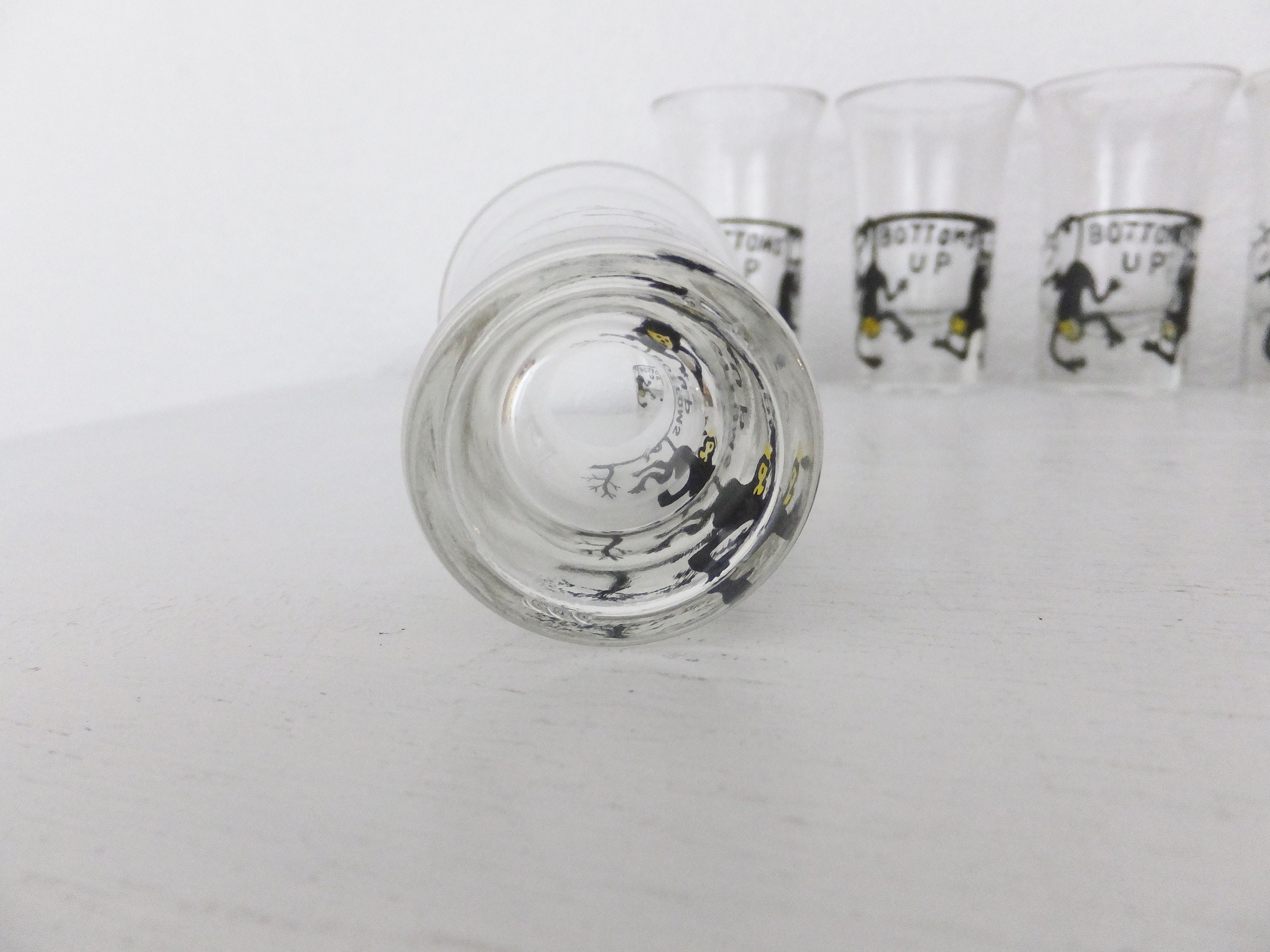 Vintage Bottoms up Shot Glasses Set of 6 Set of Six Bottoms up Etsy