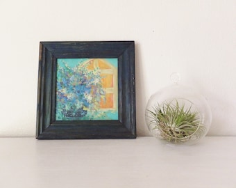 Blue Floral Painting Cottage Chic Painting Sweet Small Painting Cottage Decor Garden Home Decor Gift for Gardener Floral Painting in Blues