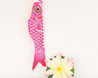 Pink Koi Fish Windsock Flag Japanese Boys Day Flag Silky Carp Fish Traditional Japanese Carp Flag Asian Decor Koi Nobori Windsock Koinobori