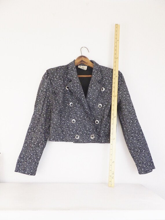 贈り物 Shoulder Jacket Blazer Crop 1980's Vintage Pads Button Front ジャケット・アウター